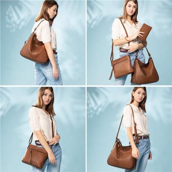 Tote Bag PU Leather Shoulder Bags Fashion Hobo Bags Large Purse and Handbags - Picture 6 of 6